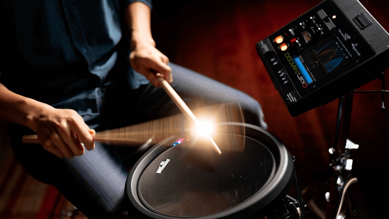 Test de la Millenium MPS-350-E-Drum Set - Elle est de mesh avec les batteurs