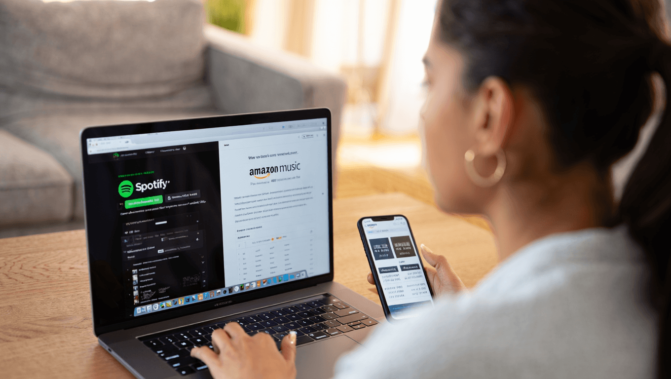 July 1, 2026Spotify vers Amazon Music : Transférer sa Musique en 5 Minutes Vous vous demandez si vous pouvez obtenir Amazon Music gratuitement? Voici tout ce que vous devez savoir sur Amazon Music Free, Amazon Music et Amazon Music Unlimited.
